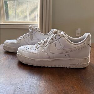 Nike Air Force 1 White Leather Shoes